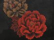 Photo4: 5510T06z530 Vintage Japanese Kimono Silk HAORI Peony Black (4)