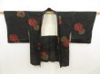 Photo6: 5510T06z530 Vintage Japanese Kimono Silk HAORI Peony Black (6)