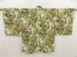 Photo1: 5510T07z610 Vintage Japanese Kimono Silk HAORI Flowers Olive green (1)