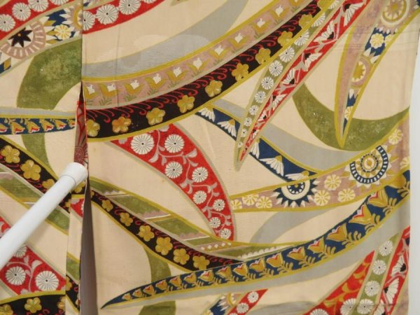 Photo5: 5510T08z530 Antique Japanese Kimono Silk HAORI  Light peach (5)