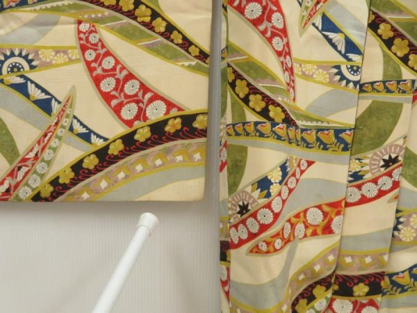 Photo7: 5510T08z530 Antique Japanese Kimono Silk HAORI  Light peach (7)