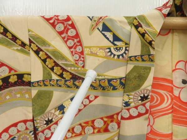 Photo8: 5510T08z530 Antique Japanese Kimono Silk HAORI  Light peach (8)