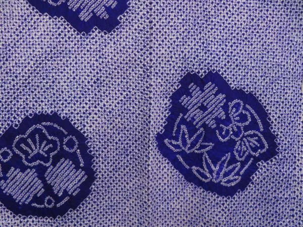 Photo3: 5510T09z410 Vintage Japanese Kimono Silk SHIBORI HAORI Flowers Dark lavender (3)