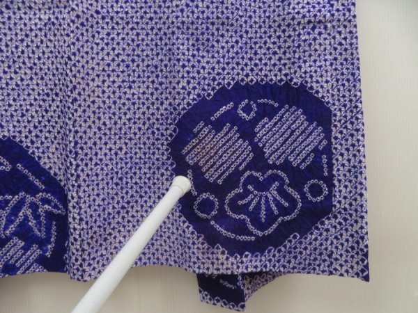 Photo5: 5510T09z410 Vintage Japanese Kimono Silk SHIBORI HAORI Flowers Dark lavender (5)