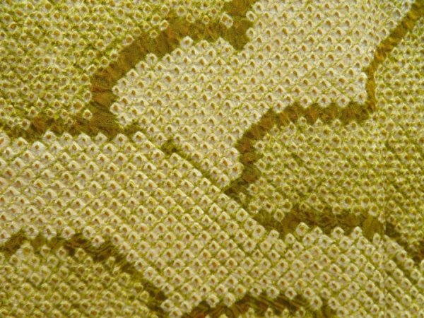 Photo4: 5510T10z610 Vintage Japanese Kimono Silk SHIBORI HAORI Cloud Olive (4)