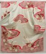 Photo1: 5510T12z830 Vintage Japanese Kimono Silk FURISODE Paulownia Off-white (1)