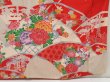 Photo7: 5510T13z1240 Vintage Japanese Kimono Crepe Silk FURISODE Peony Red (7)