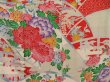 Photo8: 5510T13z1240 Vintage Japanese Kimono Crepe Silk FURISODE Peony Red (8)