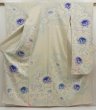 Photo1: 5510T14z1090 Vintage Japanese Kimono Silk FURISODE Peony Light blue (1)