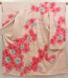 Photo1: 5511T01z890 Vintage Japanese Kimono Silk SHIBORI FURISODE Flower Red-Pink (1)