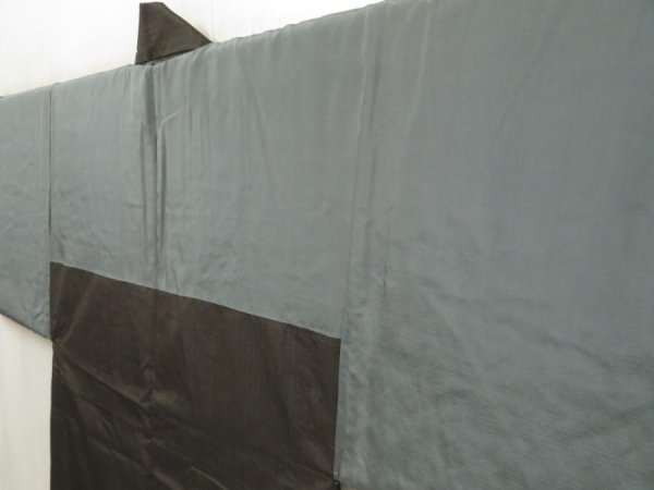 Photo7: 5511T07z370 Vintage Japanese Kimono Silk Men's HAORI  Dark brown (7)