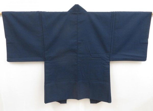 Photo1: 5511T10z690 Vintage Japanese Kimono Wool Men's HAORI  Navy (1)