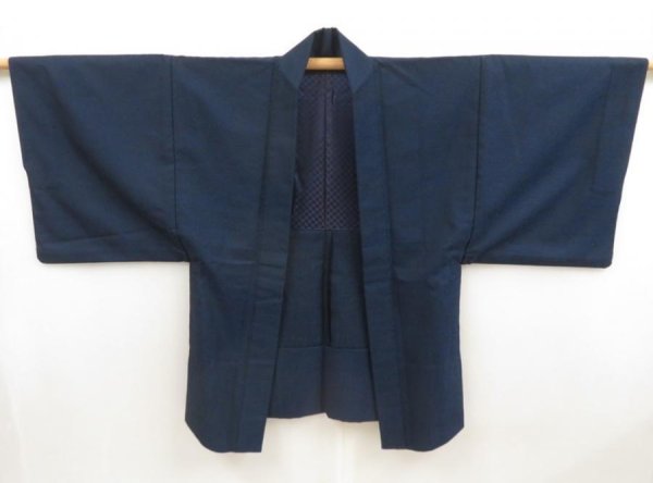 Photo3: 5511T10z690 Vintage Japanese Kimono Wool Men's HAORI  Navy (3)