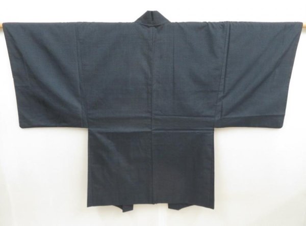 Photo1: 5511T11z530 Vintage Japanese Kimono Silk Men's OSHIMA HAORI Pine Navy-Gray (1)