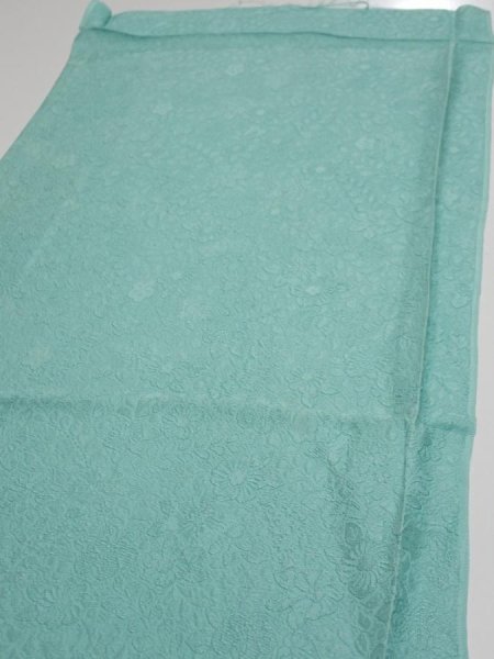 Photo3: 3C01z60  Japanese Kimono Silk  FABRIC Tsujigahana Blue-Green 44.1x14.6 (3)