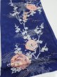 Photo2: 3C02z70  Japanese Kimono Silk  FABRIC Letter box Navy 45.7x14.8 (2)