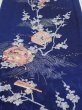 Photo1: 3C04z100  Japanese Kimono Silk  FABRIC Letter box Navy 70.1x14.8 (1)
