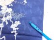 Photo9: 3C06z100  Japanese Kimono Silk  FABRIC Letter box Navy 70.1x14.8 (9)