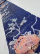 Photo1: 3C09z60  Japanese Kimono Silk  FABRIC Letter box Navy 84.3x7.3 (1)