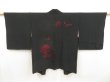 Photo1: 5515T01z600 Vintage Japanese Kimono Silk HAORI Rose Black (1)