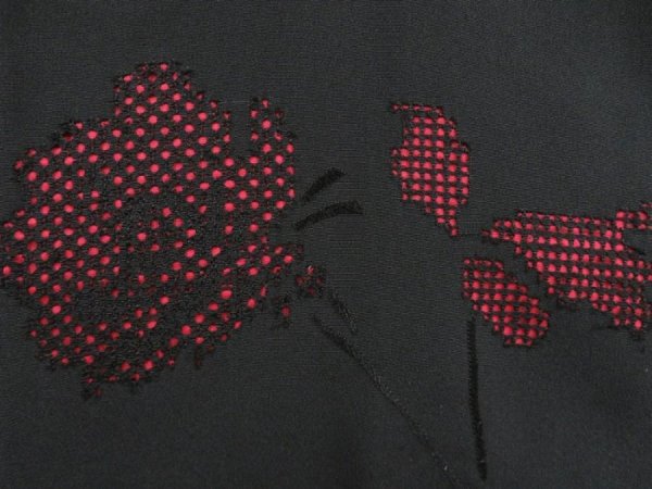 Photo4: 5515T01z600 Vintage Japanese Kimono Silk HAORI Rose Black (4)