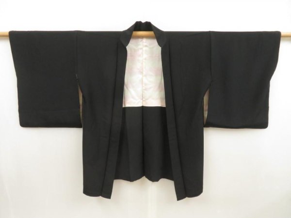 Photo5: 5515T01z600 Vintage Japanese Kimono Silk HAORI Rose Black (5)