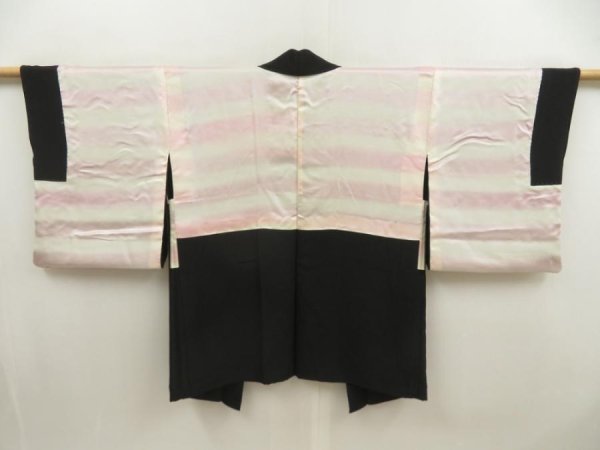 Photo6: 5515T01z600 Vintage Japanese Kimono Silk HAORI Rose Black (6)