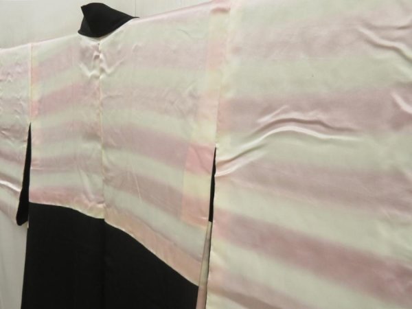 Photo7: 5515T01z600 Vintage Japanese Kimono Silk HAORI Rose Black (7)