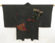 Photo1: 5515T04z500 Antique Japanese Kimono Silk HAORI  Black (1)