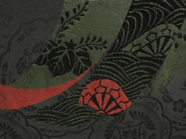 Photo4: 5515T04z500 Antique Japanese Kimono Silk HAORI  Black (4)