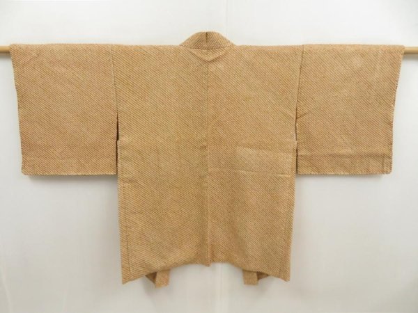 Photo1: 5515T05z550 Vintage Japanese Kimono Silk SHIBORI HAORI  Dark ochre (1)