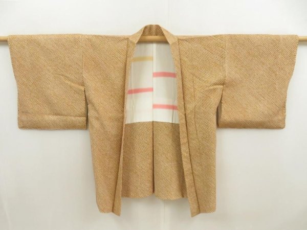 Photo5: 5515T05z550 Vintage Japanese Kimono Silk SHIBORI HAORI  Dark ochre (5)