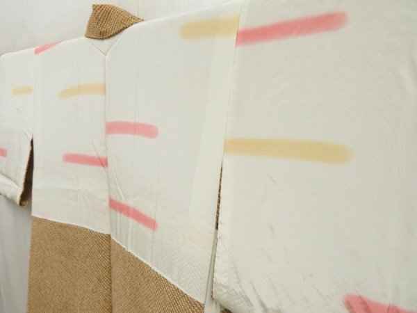 Photo7: 5515T05z550 Vintage Japanese Kimono Silk SHIBORI HAORI  Dark ochre (7)