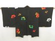 Photo1: 5515T07z610 Vintage Japanese Kimono Silk HAORI Flower Black (1)