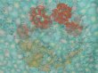 Photo4: 5515T10z500 Vintage Japanese Kimono Silk HAORI Flowers Cyan blue (4)