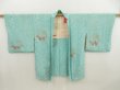 Photo5: 5515T10z500 Vintage Japanese Kimono Silk HAORI Flowers Cyan blue (5)