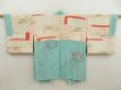 Photo6: 5515T10z500 Vintage Japanese Kimono Silk HAORI Flowers Cyan blue (6)