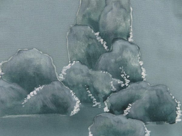 Photo4: 5518T02z560 Vintage Japanese Kimono Silk HAORI Rock Blue-Gray (4)