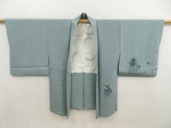 Photo5: 5518T02z560 Vintage Japanese Kimono Silk HAORI Rock Blue-Gray (5)