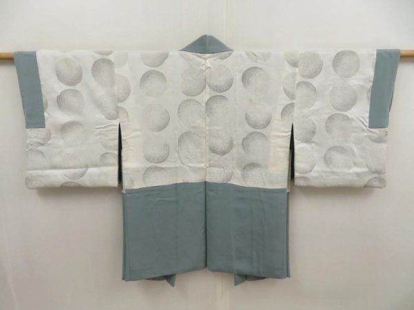 Photo6: 5518T02z560 Vintage Japanese Kimono Silk HAORI Rock Blue-Gray (6)