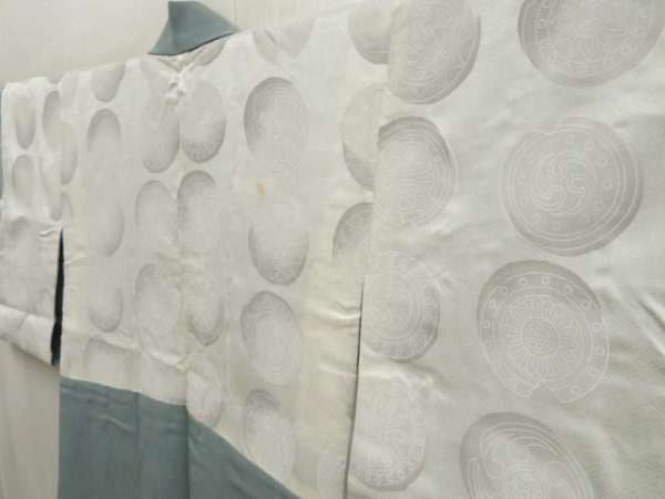 Photo7: 5518T02z560 Vintage Japanese Kimono Silk HAORI Rock Blue-Gray (7)