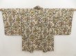 Photo1: 5518T05z440 Vintage Japanese Kimono Silk HAORI Flowers Off-white (1)