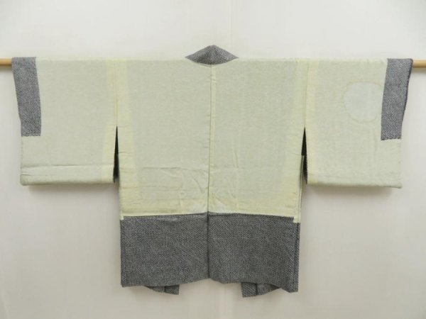 Photo8: 5518T07z570 Vintage Japanese Kimono Silk SHIBORI HAORI  Gray-Blue (8)