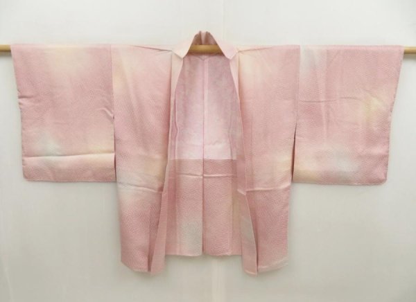 Photo5: 5518T08z520 Vintage Japanese Kimono Silk HAORI  Pink (5)