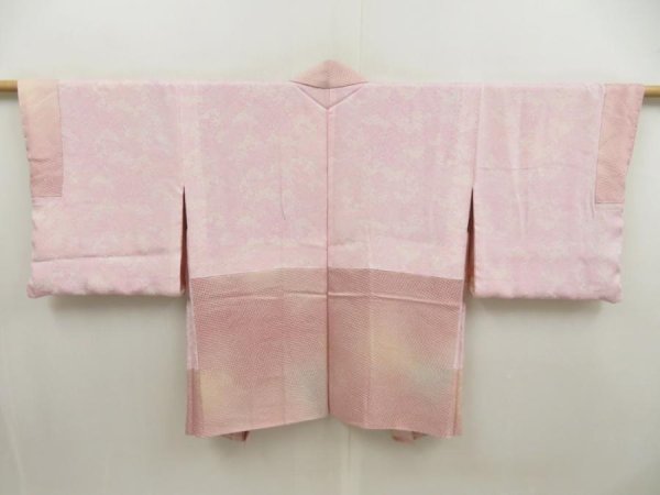 Photo6: 5518T08z520 Vintage Japanese Kimono Silk HAORI  Pink (6)