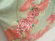 Photo3: 5518T14z880 Vintage Japanese Kimono Silk FURISODE Peony Opal Green (3)