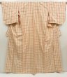 Photo1: 5523T04z780 Vintage Japanese Kimono Silk TSUMUGI  Light peach (1)