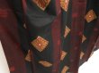 Photo3: 5523T05z530 Antique Japanese Kimono Silk TSUMUGI Flower Black (3)