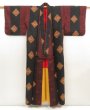 Photo8: 5523T05z530 Antique Japanese Kimono Silk TSUMUGI Flower Black (8)