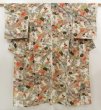 Photo1: 5523T06z480 Vintage Japanese Kimono Silk HITOE KOMON Off-white (1)
